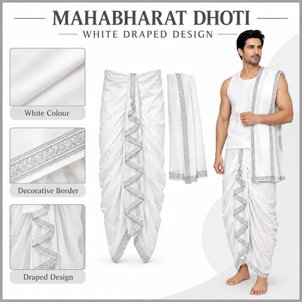 White Mahabharat dhoti design infographic