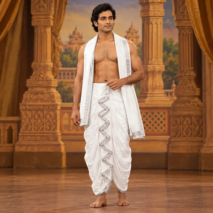 White Mahabharat dhoti AI theatrical photoshoot preview