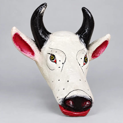 Three-quarter view of Nandi Mask horns, ears and muzzle