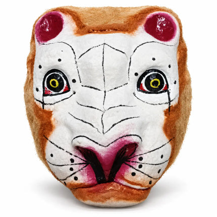 White Towel Tiger Mask with white face, pink nose and orange-brown edging