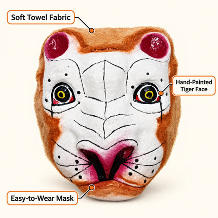 White Towel Tiger Mask feature graphic showing face and textured finish