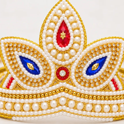 White & Gold Mukut Crown Combo – Pack of 6 | 3–5 & 6–8 Years fancydresswale.com
