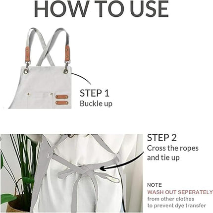Chef Aprons Canvas Cross Back Premium : Stylish Unisex Design with Spacious Pockets fancydresswale.com