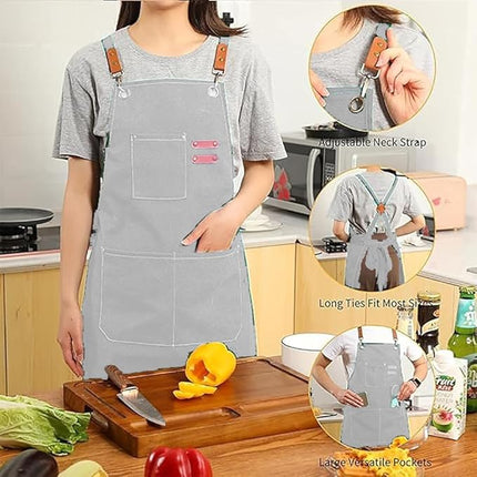 Chef Aprons Canvas Cross Back Premium : Stylish Unisex Design with Spacious Pockets fancydresswale.com
