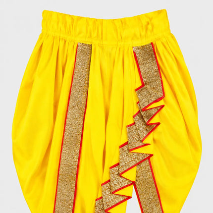 Yellow Dhoti Patka upper front detail