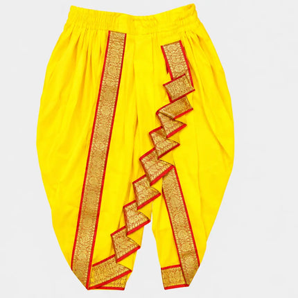 Yellow Dhoti Patka front folds detail
