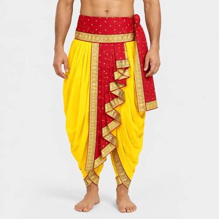 Yellow red Dhoti Set AI hero
