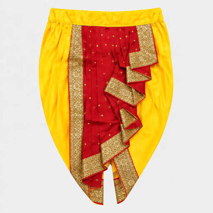 Dhoti Set red front panel detail