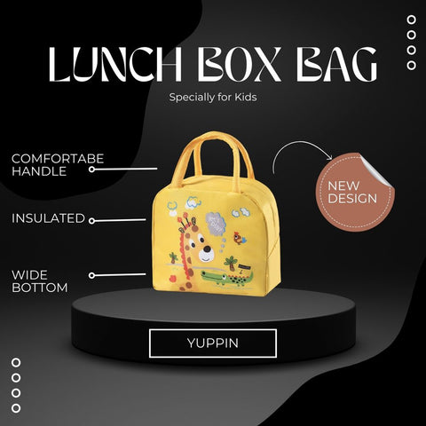 Lunch Box Insulated Bag Soft Leakproof Lunch Bag for Kids Men Women, Durable Thermal Lunch Pail for School Work Office | Fit 6 Cans-Yellow Giraffe