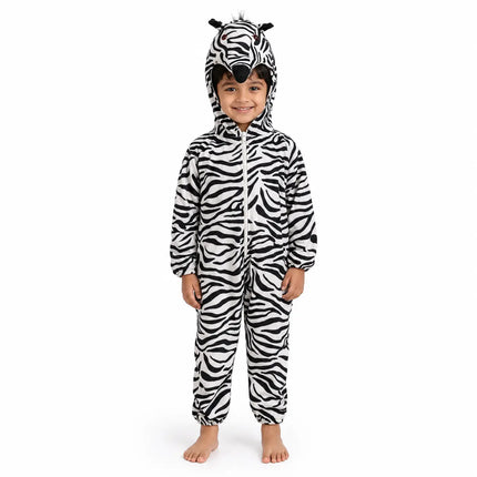 Zebra Animal Costume Jumpsuit with Hood fancydresswale.com