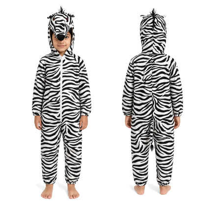 Zebra Animal Costume Jumpsuit with Hood fancydresswale.com