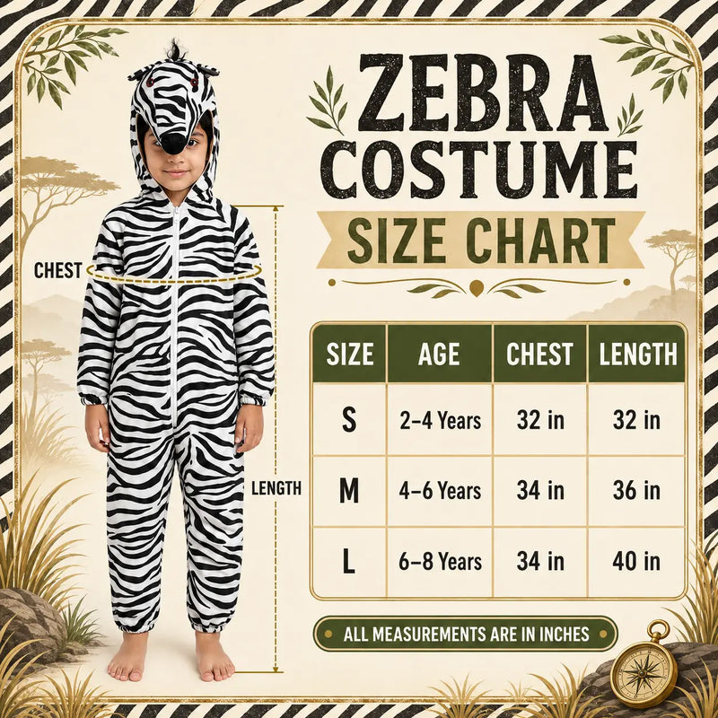 Zebra Animal Costume Jumpsuit with Hood fancydresswale.com