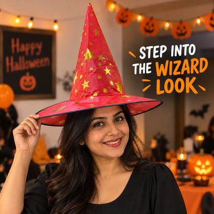 ancyDressWale Wizard Hat for Kids & Adults | Golden Star Magic Hat for Fancy Dress, Halloween, Magician Costume, School Events & Theme Parties fancydresswale.com