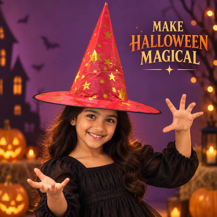 ancyDressWale Wizard Hat for Kids & Adults | Golden Star Magic Hat for Fancy Dress, Halloween, Magician Costume, School Events & Theme Parties fancydresswale.com