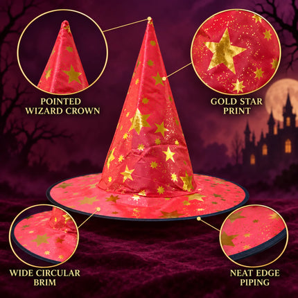 ancyDressWale Wizard Hat for Kids & Adults | Golden Star Magic Hat for Fancy Dress, Halloween, Magician Costume, School Events & Theme Parties fancydresswale.com