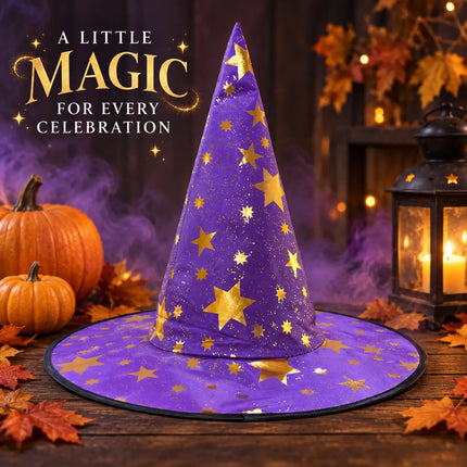ancyDressWale Wizard Hat for Kids & Adults | Golden Star Magic Hat for Fancy Dress, Halloween, Magician Costume, School Events & Theme Parties fancydresswale.com