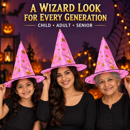 ancyDressWale Wizard Hat for Kids & Adults | Golden Star Magic Hat for Fancy Dress, Halloween, Magician Costume, School Events & Theme Parties fancydresswale.com