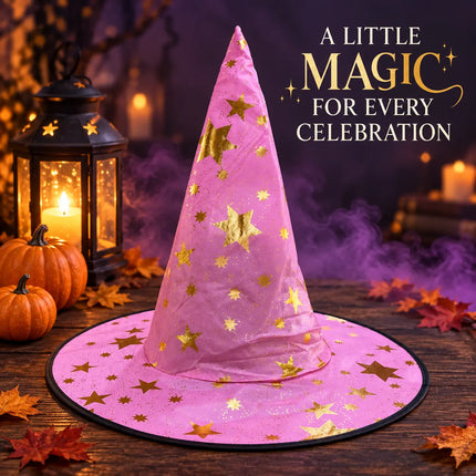 ancyDressWale Wizard Hat for Kids & Adults | Golden Star Magic Hat for Fancy Dress, Halloween, Magician Costume, School Events & Theme Parties fancydresswale.com