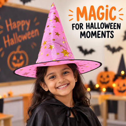 ancyDressWale Wizard Hat for Kids & Adults | Golden Star Magic Hat for Fancy Dress, Halloween, Magician Costume, School Events & Theme Parties fancydresswale.com