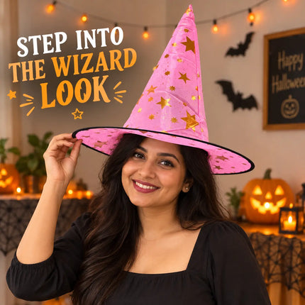ancyDressWale Wizard Hat for Kids & Adults | Golden Star Magic Hat for Fancy Dress, Halloween, Magician Costume, School Events & Theme Parties fancydresswale.com