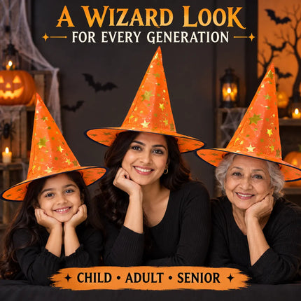 ancyDressWale Wizard Hat for Kids & Adults | Golden Star Magic Hat for Fancy Dress, Halloween, Magician Costume, School Events & Theme Parties fancydresswale.com