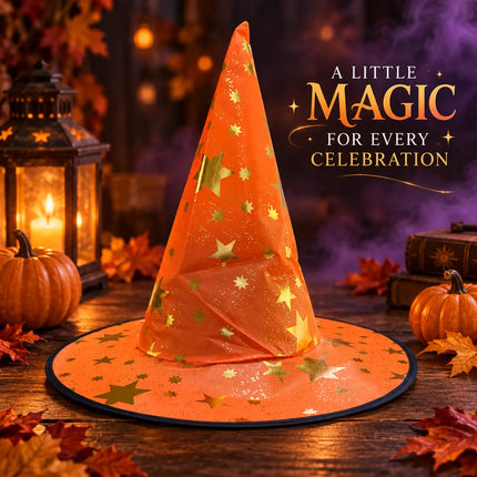 ancyDressWale Wizard Hat for Kids & Adults | Golden Star Magic Hat for Fancy Dress, Halloween, Magician Costume, School Events & Theme Parties fancydresswale.com