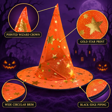 ancyDressWale Wizard Hat for Kids & Adults | Golden Star Magic Hat for Fancy Dress, Halloween, Magician Costume, School Events & Theme Parties fancydresswale.com