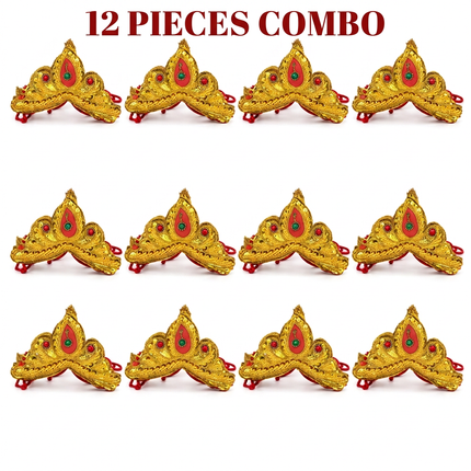 Perfect Golden Mukut Crown for Kids (3-6 Years) – Set of 12