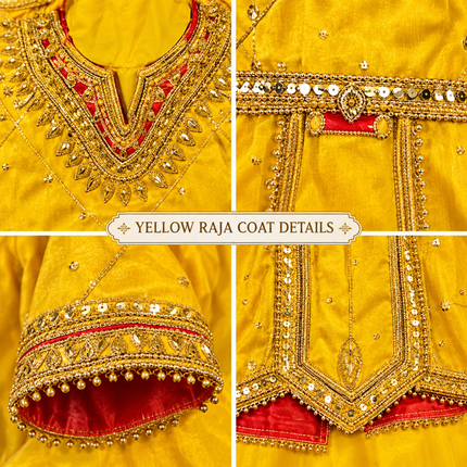 Yellow raja coat zari close-up