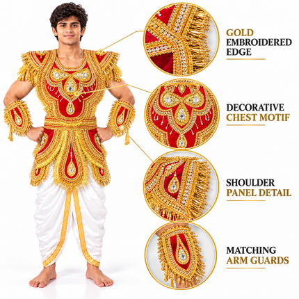 Red zari kavach detail callouts