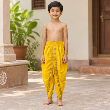 AI child model yellow dhoti lifestyle preview