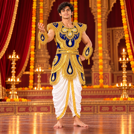 Blue zari kavach on Ramleela stage