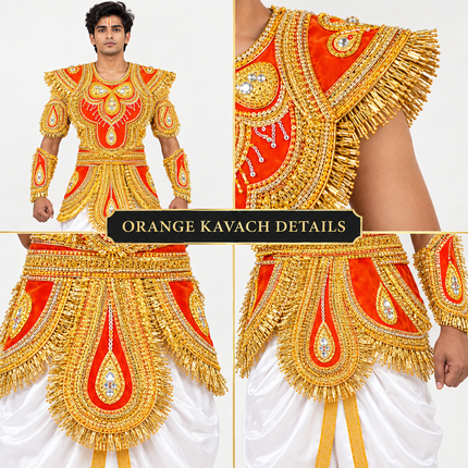 Orange zari kavach close-up details
