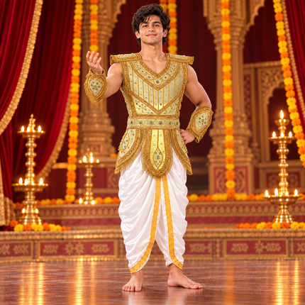 Golden kavach adult costume on Ramleela stage