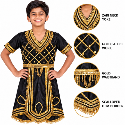 Black raja coat detail callouts