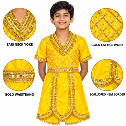 Yellow raja coat detail callouts