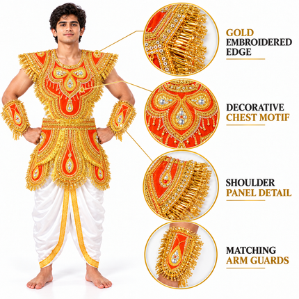 Orange zari kavach detail callouts