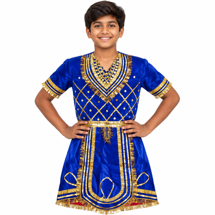 Boy wearing blue raja coat