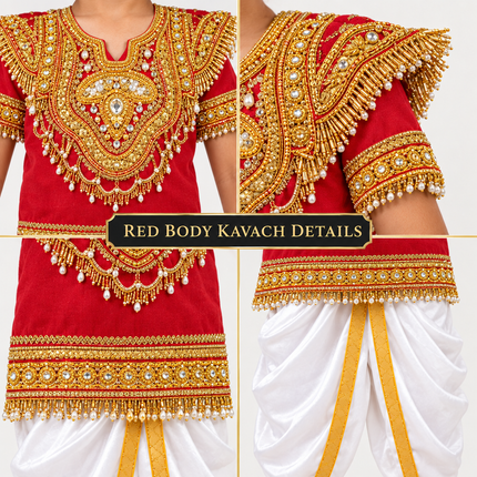 Red body kavach close-up details