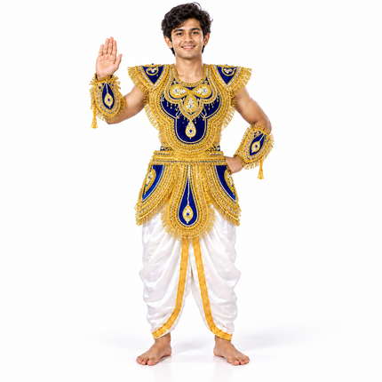 Blue zari kavach waving pose