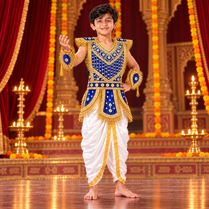 Blue kavach costume on Ramleela stage