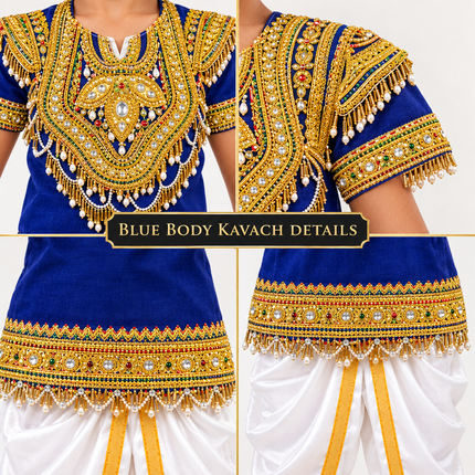 Blue body kavach close-up details