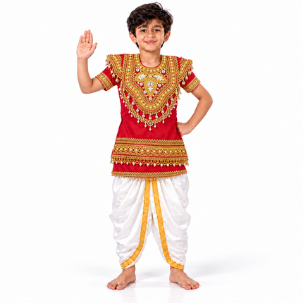 Red body kavach waving pose