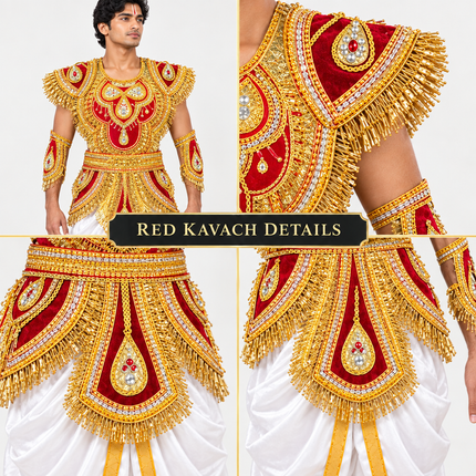 Red zari kavach close-up details