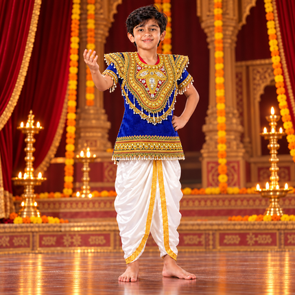 Blue body kavach on Ramleela stage
