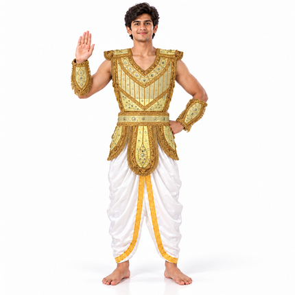 Golden kavach adult costume waving pose