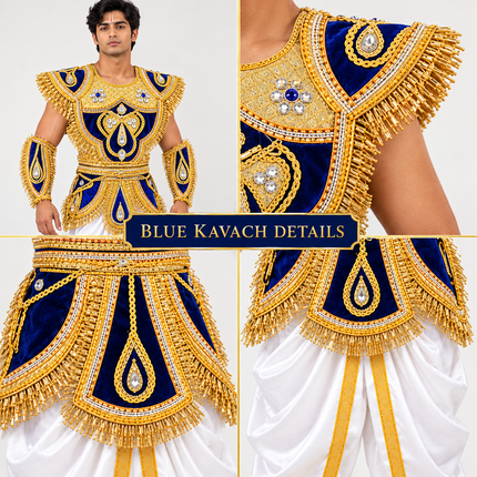Blue zari kavach close-up details