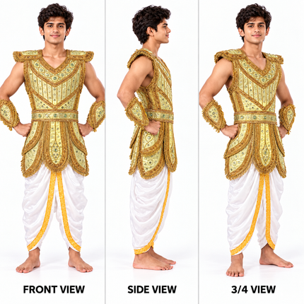 Golden kavach front side and 3/4 view
