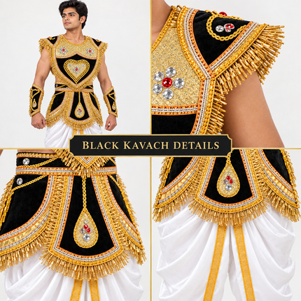 Black zari kavach close-up details