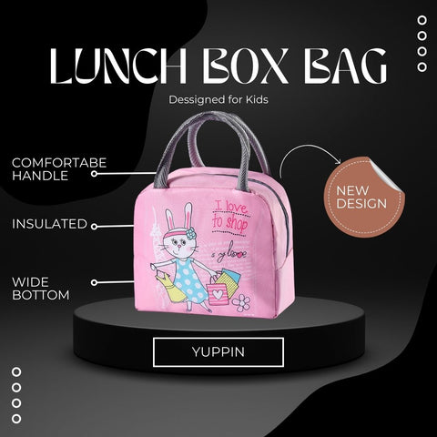 Lunch Box Insulated Bag Soft Leakproof Lunch Bag for Kids Men Women, Durable Thermal Lunch Pail for School Work Office | Fit 6 Cans-Pink Bunny